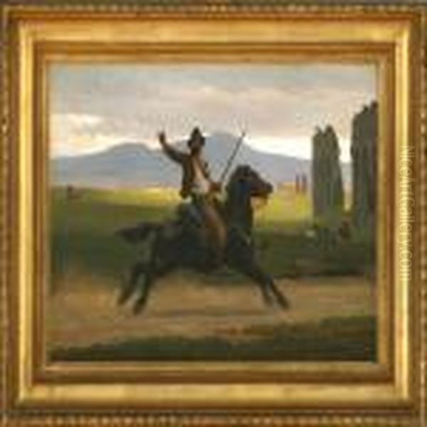 An Italian On Horseback In The Roman Campagna - view 1