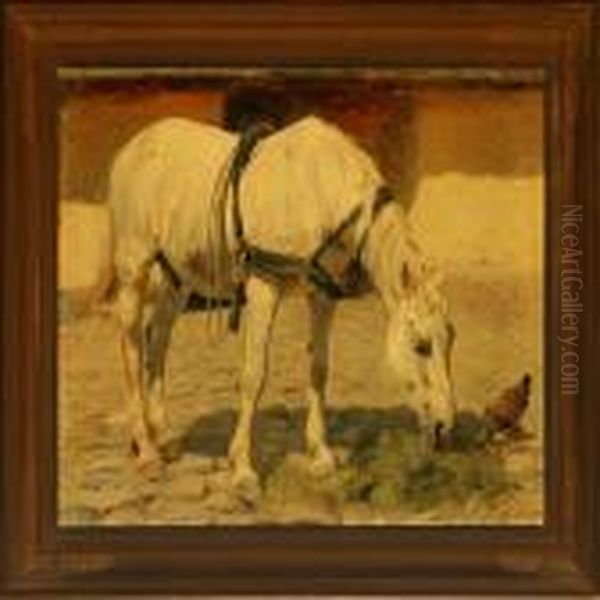 Horse And Hens At A Courtyard - view 1