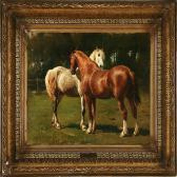 Two Horses In An Enclosure - view 1