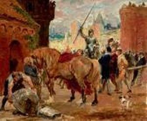 Knight Tournament. Signed Otto Bache by Otto Bache