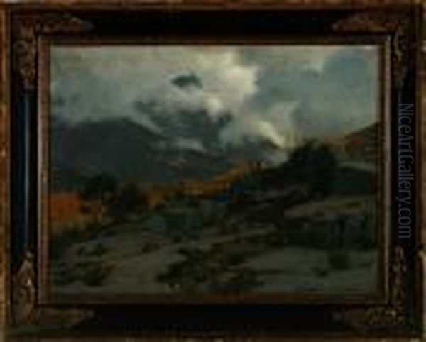 South Italian Landscape With An Active Volcano - view 1
