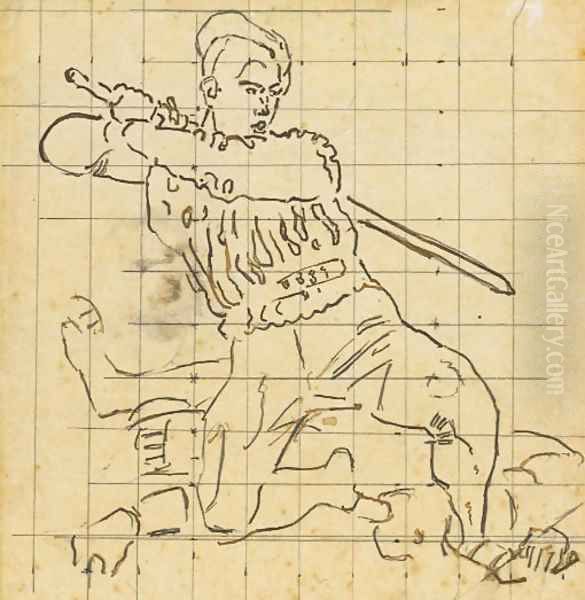 Kampfender Krieger, Studie 'Rutckzug von Marignano' - view 1