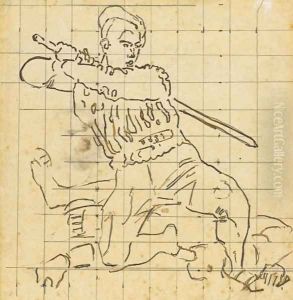 Kampfender Krieger, Studie 'Rutckzug von Marignano' Kampfender Krieger, Studie 'Rutckzug von Marignano'