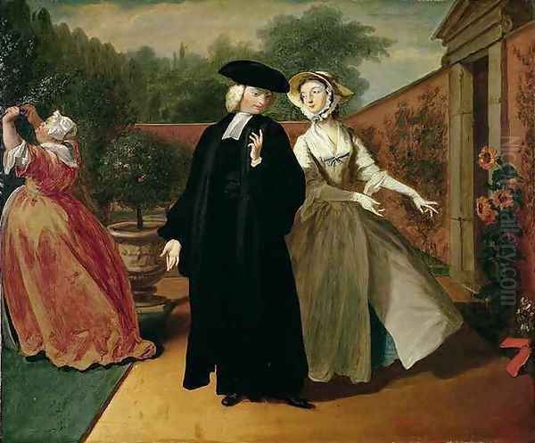 Pamela shows Mr Williams a hiding place for her letters from Pamela or Virtue Rewarded - view 1