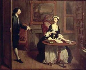 Mr B finds Pamela writing illustration from Richardsons Pamela by Joseph Highmore