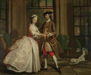 Pamela and Mr B in the Summerhouse from Pamela or Virtue Rewarded by Joseph Highmore