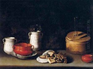 Still-Life with Crockery and Cakes by Juan Van Der Hamen