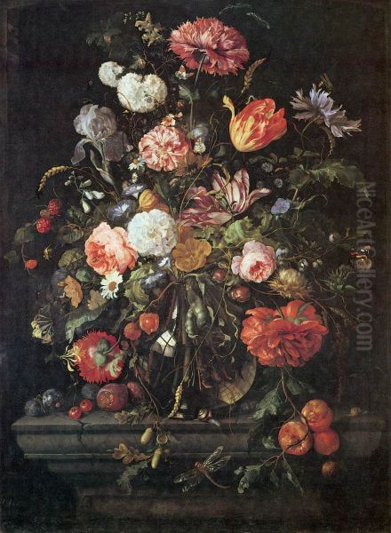 Flowers in Glass and Fruits - view 1