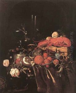 Still-Life with Fruit, Flowers, Glasses and Lobster 1660s by Jan Davidsz. De Heem