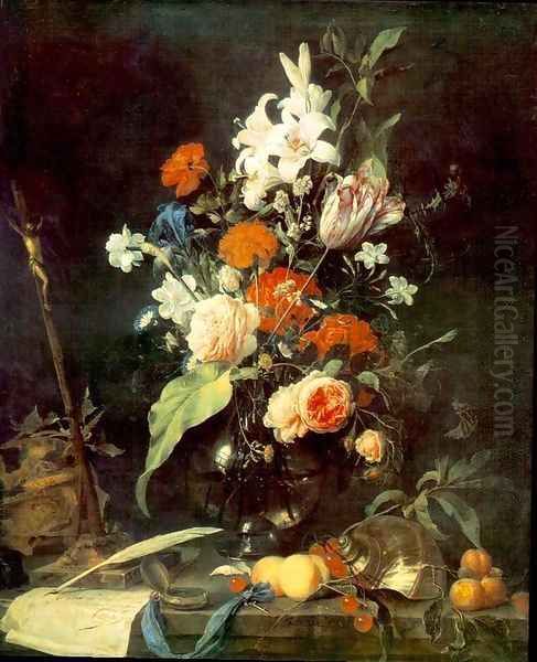 Flower Still life with Crucifix and Skull 1630 - view 1