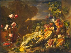 Fruit and a Vase of Flowers