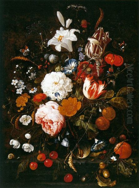 Still-Life with Flowers in a Glass Vase and Fruit - view 1