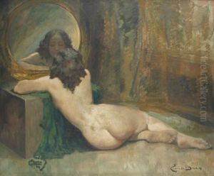 Nu De Dos Se Mirant by Emile Baes