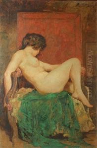 Nu Sur Un Fauteuil by Emile Baes