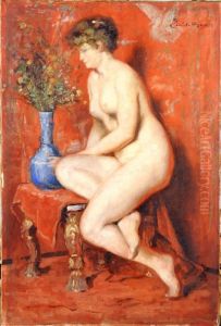 Femme Dans Un Interieur Rouge