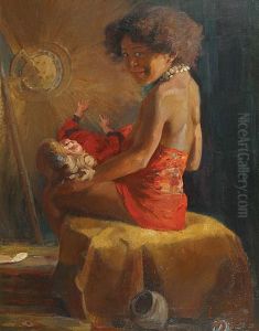 Portrait De Fille by Emile Baes