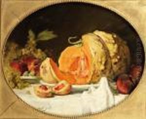 Nature Morte A La Citrouille Et Aux Fruits by Joseph Bail