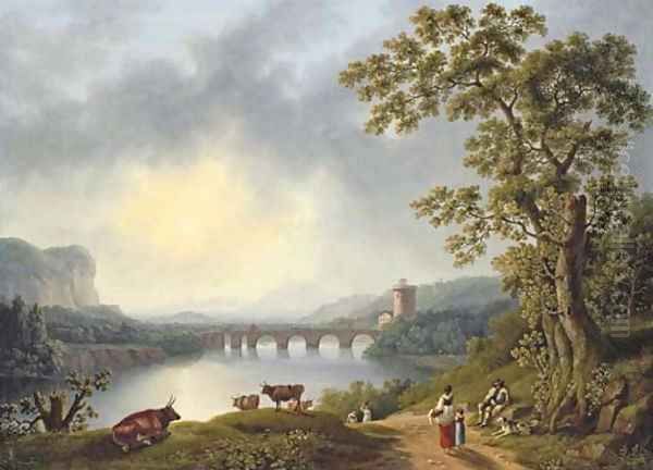 The Volturno with the Ponte Margherita, near Pisa - view 1