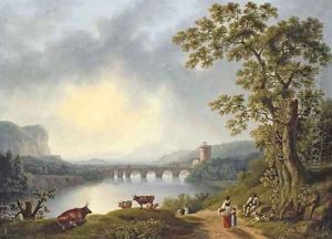 The Volturno with the Ponte Margherita, near Pisa by Jacob Philipp Hackert