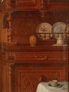 Interno Con Credenza E Maioliche