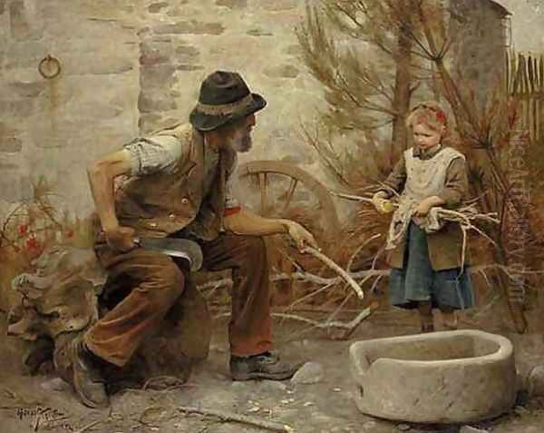 A woodcutter and his daughter - view 1