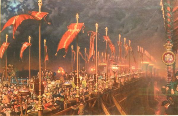 London Bridge on the Night of the Marriage of the Prince and Princess of Wales - view 1
