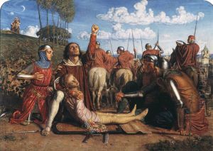 Rienzi Vowing to Obtain Justice for the Death of his Young Brother Slain in a Skirmish between the Colonna and Orsini Factions by William Holman Hunt