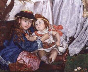 Lady Fairbairn with her Children detail of Constance and James by William Holman Hunt