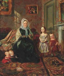 Group portrait of Mrs Davies, of Wormbridge Court, Hereford with four of her Clark grandchildren