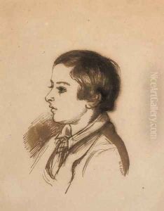 Portrait of Arthur Henry Giles, aged twelve, bust-length by William Holman Hunt