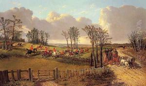 A Hunting Scene with a Coach and Four on the Open Road by John Frederick Herring Snr