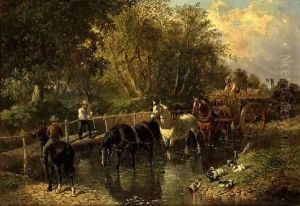 Crossing the Stream by John Frederick Herring Snr
