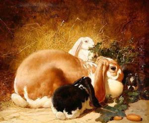 Rabbits, 1852 by John Frederick Herring Snr