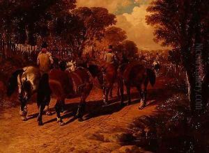 Coach Horses and Grooms on a Path by John Frederick Herring Snr
