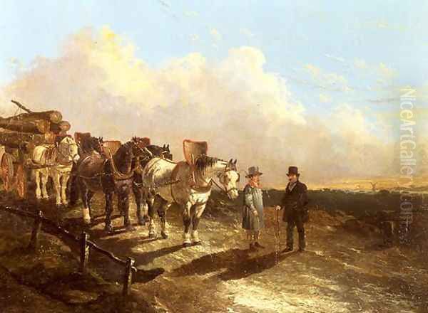 A Timber Cart Halted On A Road At Dusk, 1849 - view 1