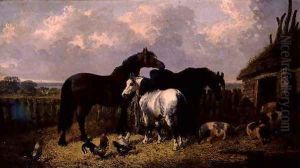 Horses and Pigs, 1864 by John Frederick Herring Snr