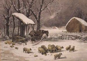 Sheep in Winter by John Frederick Herring Snr