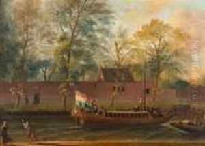 Ships In A Canal. by Ludolf Backhuysen