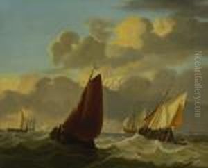 Segelschiffe Auf Bewegter See by Ludolf Backhuysen
