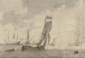 Sailing Boats In A Strong Breeze by Ludolf Backhuysen
