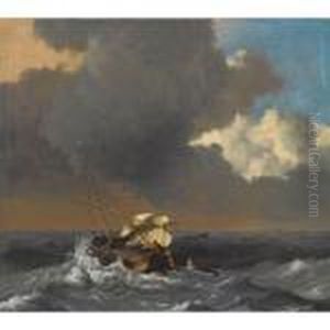 A Fishing Boat In A Rough Sea by Ludolf Backhuysen