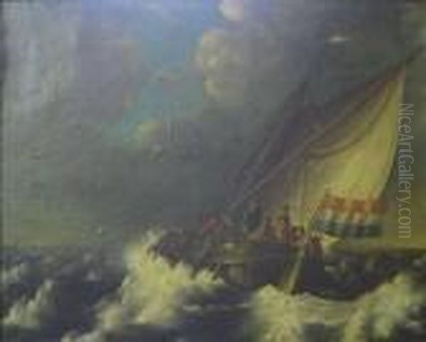 Dutch Ship On Stormy Seas - view 1