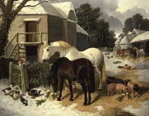 The Farmyard in Winter by John Frederick Herring Snr