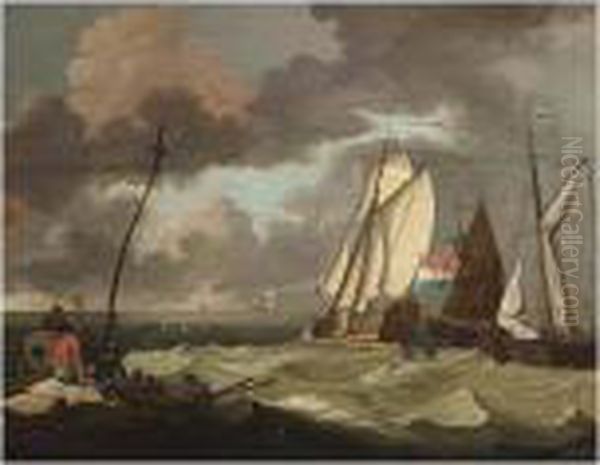 The States Yacht And Other Sailing Vessels In A Stiff Breeze - view 1