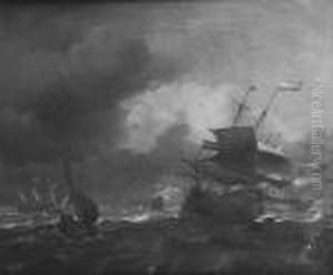Shipping In A Storm by Ludolf Backhuysen