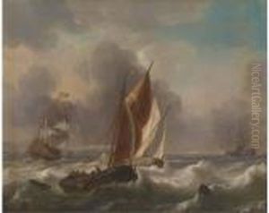 A Dutch Man-o'-war And Other Shipping In Choppy Seas
