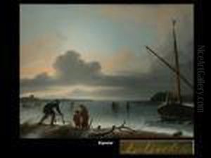Hollandische Winterlandschaft Mit Figuren Auf Dem Eis by Ludolf Backhuysen