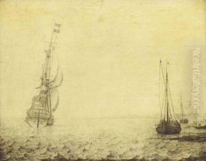 A Man-of-war ('aurora'?), Together With Other Boats And Fishermen Hauling In Their Catch by Ludolf Backhuysen