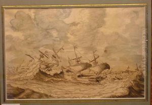 Ships In Rough Seas by Ludolf Backhuysen