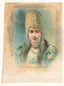 Girl Wearing A Kokoshnik And Pearl Choker Girl Wearing A Kokoshnik And Pearl Choker
